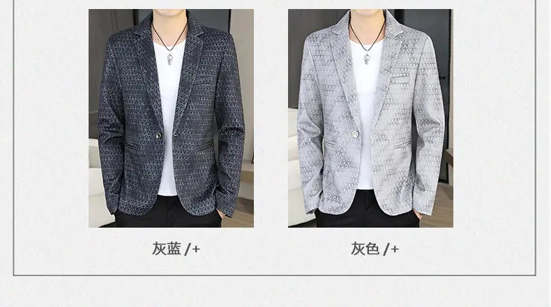 Blazer Autumn and Winter Men Fashion Outdoor Wedding Slimming Business Versatile Printed Casual Korean-style Formal Wear Blazer