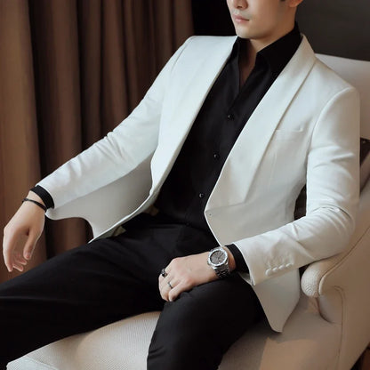 2026 Spring Men's Casual Business Suit Jacket High Quality Slim Lapel Spliced Social Banquet Dress Jacket Wedding Groom Blazers