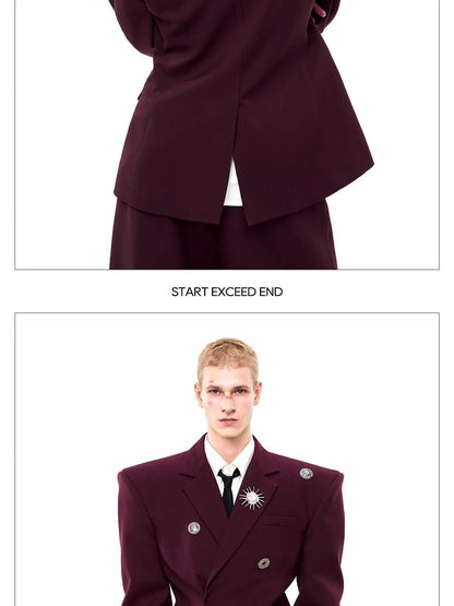 Luxury Temperament Niche Three-dimensional Patchwork Blazer Coat Men's 2025 Autumn Original Shoulder Pad Clothes JY4547