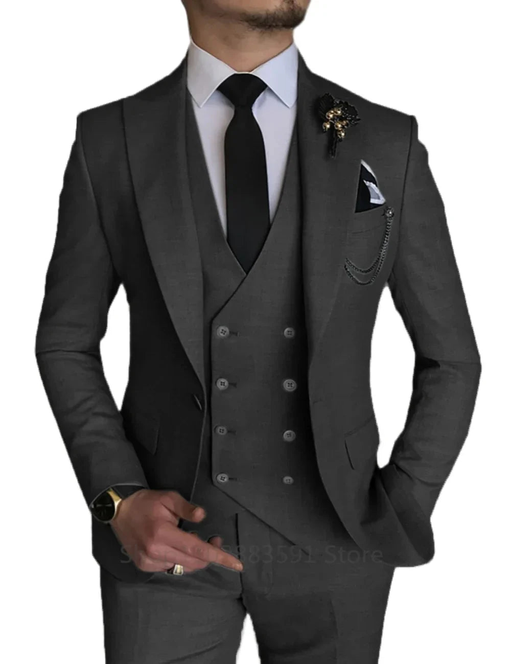 Men's 3 Piece Blazer+Vest+Pant Wedding Dress Suits Slim Fit Lapel Tuxedos Party Leisure Formal Male Suit For Groomsman Suits