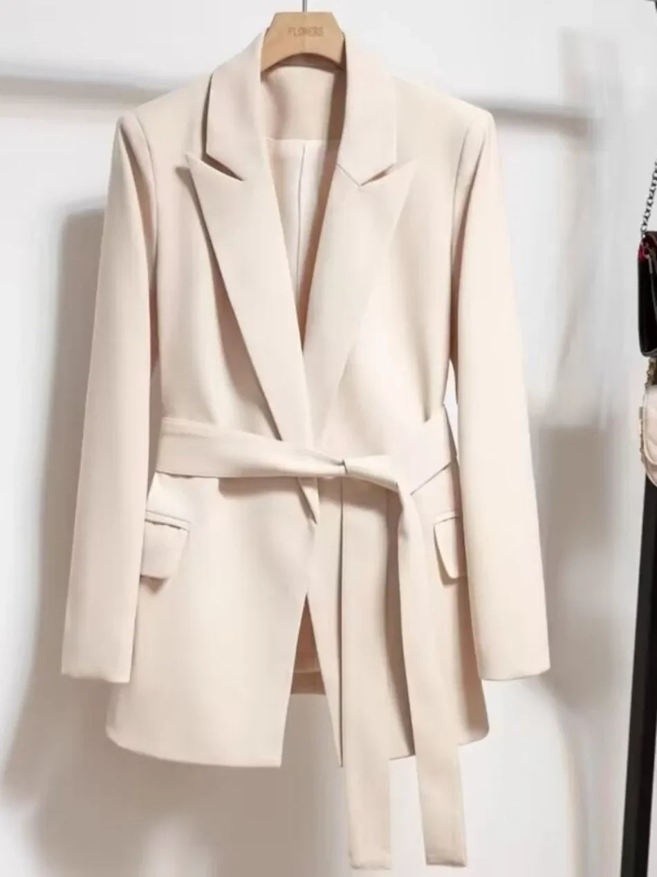Women's Long Sleeved Lace-Up Blazer Loose Casual Top Korean Fashion Office Blazer Spring Autumn New