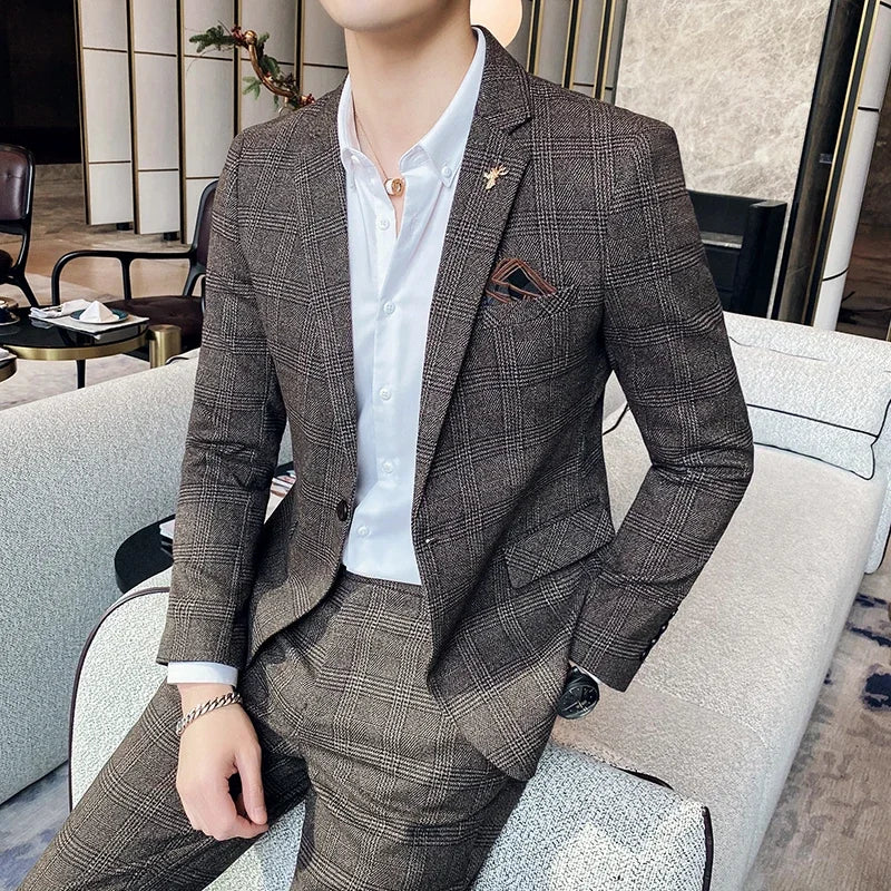 Men's Hemp Linen Suit (Blazer + Pants) – Smart Casual British Style for Business, Wedding & Everyday Wear