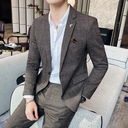Men's Hemp Linen Suit (Blazer + Pants) – Smart Casual British Style for Business, Wedding & Everyday Wear
