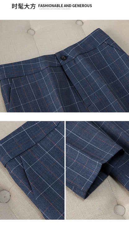 Apricot Plaid Pant Suits for Women Blazer British Style Capable Fashionable High-end Professional Clothing OL Clothes Suit Pants