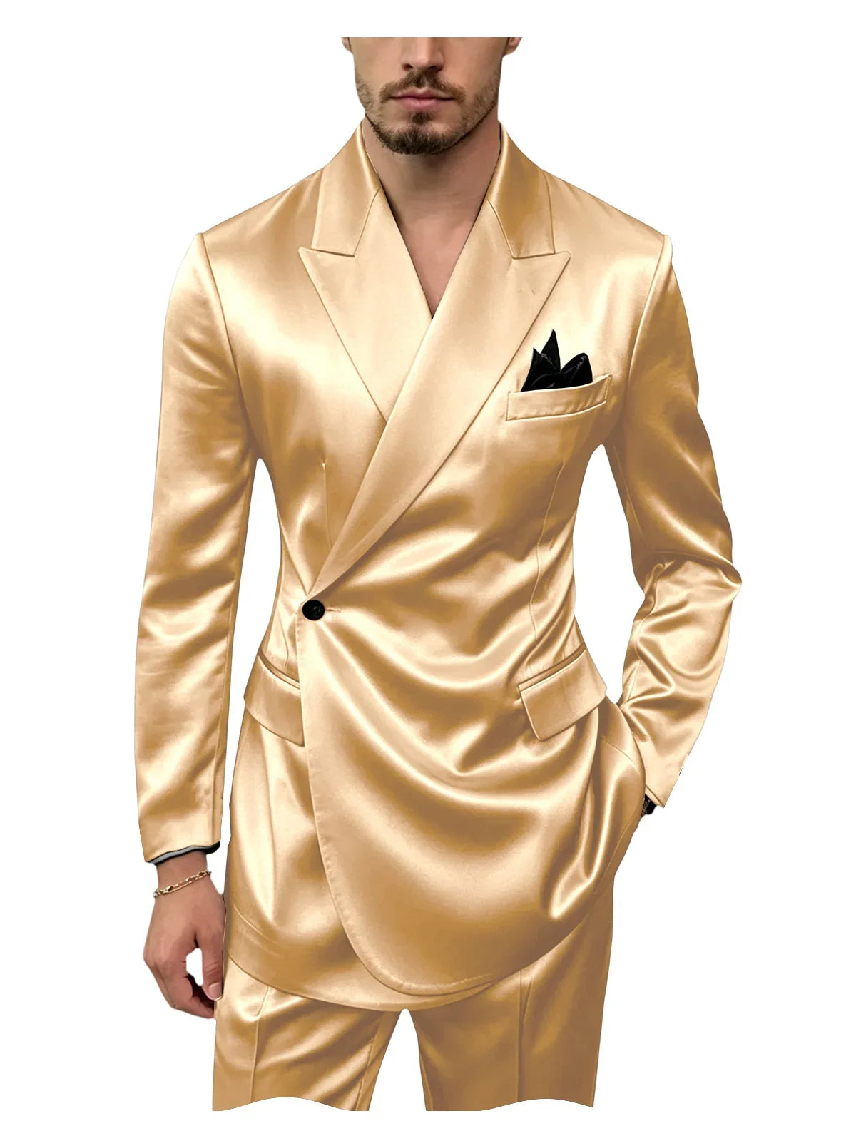Men's Satin 2-Piece Slim Fit Suit for Wedding, Prom, and Formal Occasions