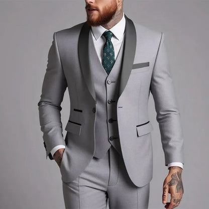 High-quality, fashionable and stylish new business casual suit set for men, men's wedding dress suit set of three pieces