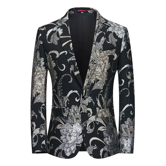 Men's Patterned Blazer for Business, Stage Performance & Casual Wear