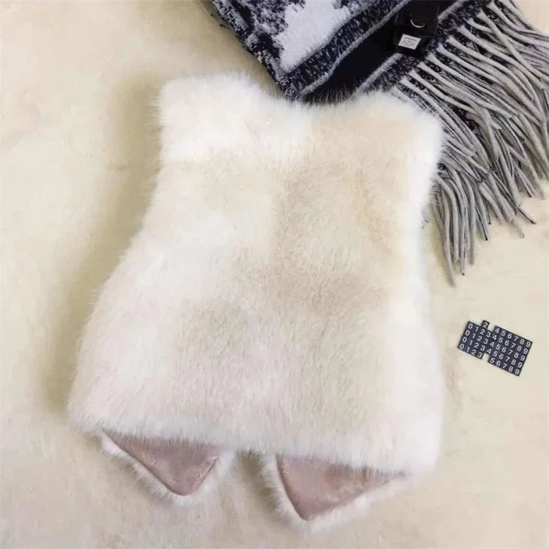 Women Fur Vest New Autumn Winter Female Waistcoat Korean Warm White Black Pink Faux Fur Jacket Fashion Tank Top Sleeveless Coats