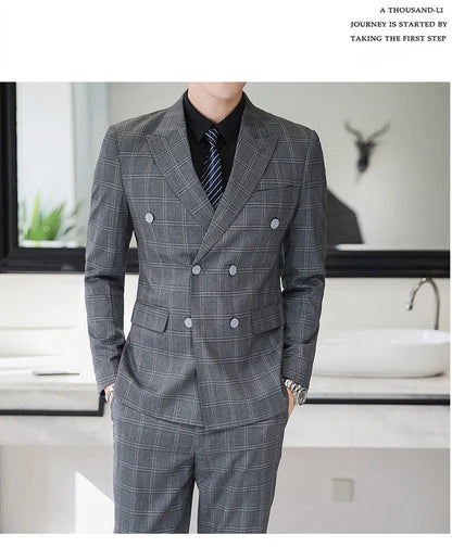 Men's Three-Piece Suit – Double Breasted Slim Fit Formal Suit for Men in Multiple Colors