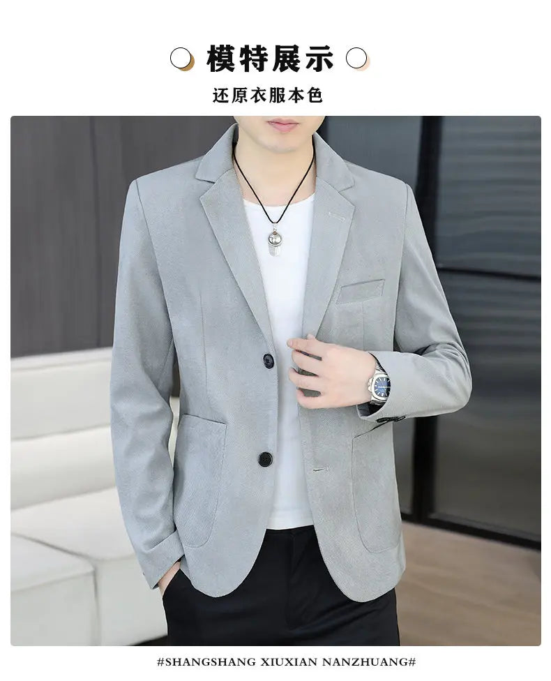 Blazer Men's Fashion Business Gentleman Groom Professional Gentleman Form-fitting Versatile Casual Formal Wear High-end Blazer