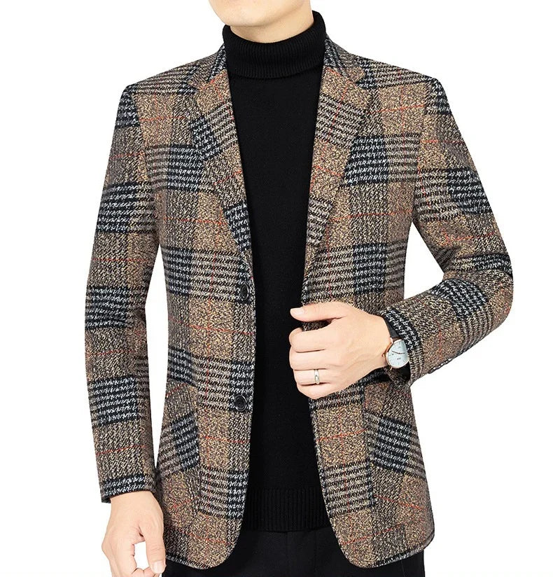 Classic Men's Suit Jacket England Plaid Blazers High Quality Business Causal Suit For Men Clothing Conjuntos De Blazer