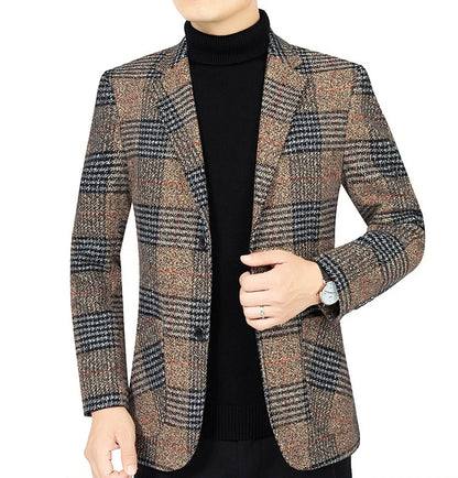 Classic Men's Suit Jacket England Plaid Blazers High Quality Business Causal Suit For Men Clothing Conjuntos De Blazer