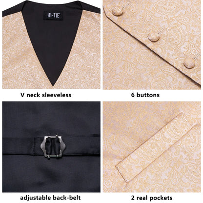 Men's Paisley Vest Set – Mint Green Formal Waistcoat with Tie, Pocket Square & Cufflinks for Weddings