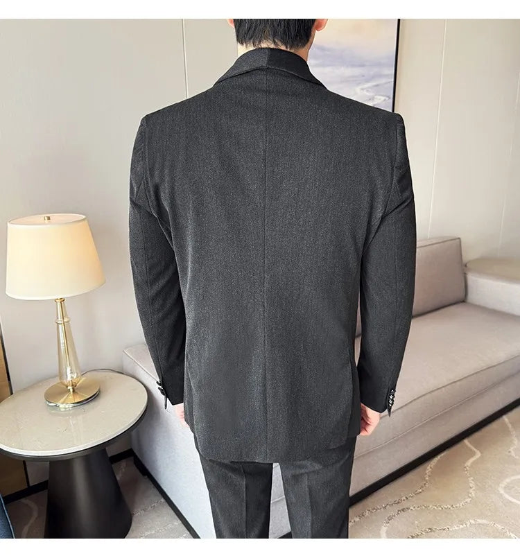 High Quality Casual Business Suit Set Men Slim Fit Social Wedding Groom Formal Set 3 Piece Set (jacket+vest+pant）men Clothing