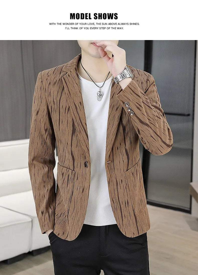 Blazer Men's Fashion Outdoor Travel Gentleman Wedding Slimming Business Versatile Trendy Casual Korean-style Formal Wear Blazer