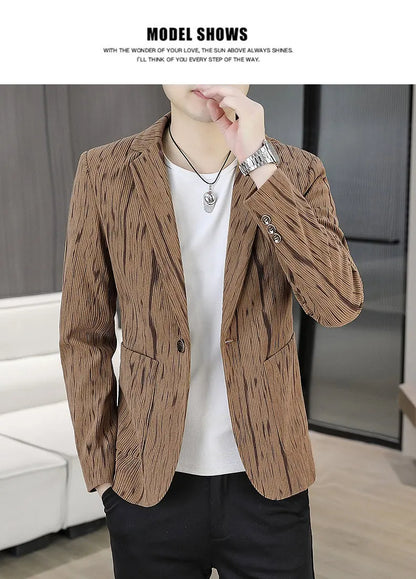 Blazer Men's Fashion Outdoor Travel Gentleman Wedding Slimming Business Versatile Trendy Casual Korean-style Formal Wear Blazer