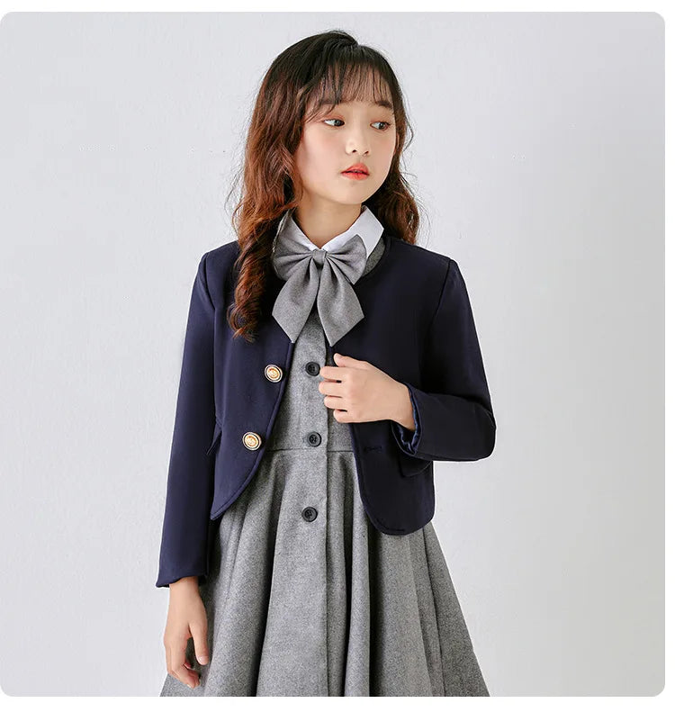 Kids School Uniforms Girls British Japanese Navy Jacket Suit Dress Boys Blazer Formal Outfits Chidren Student Clothes Class Sets
