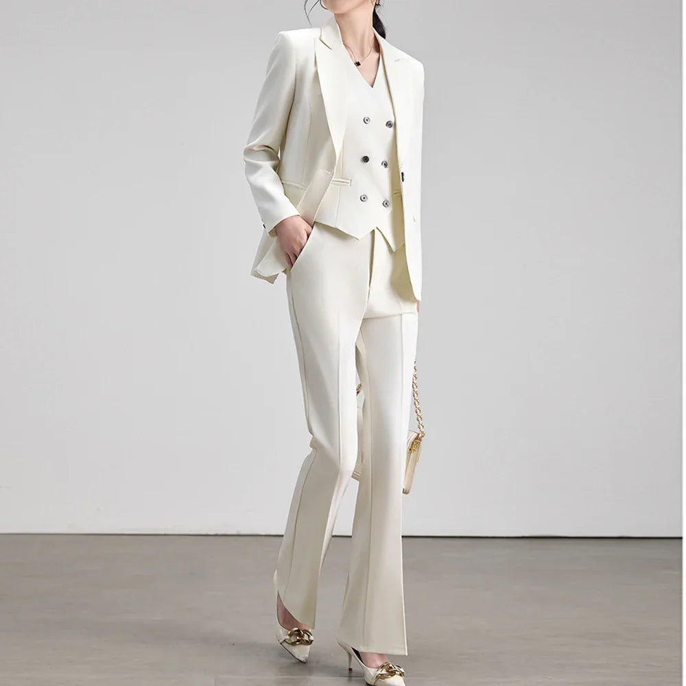 Office Lady Work Blazer Trousers Suits for Women Autumn New Business Chic Blazer and Pants Sets 2 Pieces Womens Outfit Pink