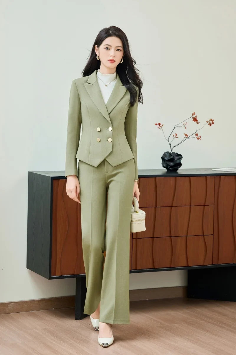Fashionable professional women's clothing, high-quality two-piece pants + blazer, elegant temperament, beautiful charming