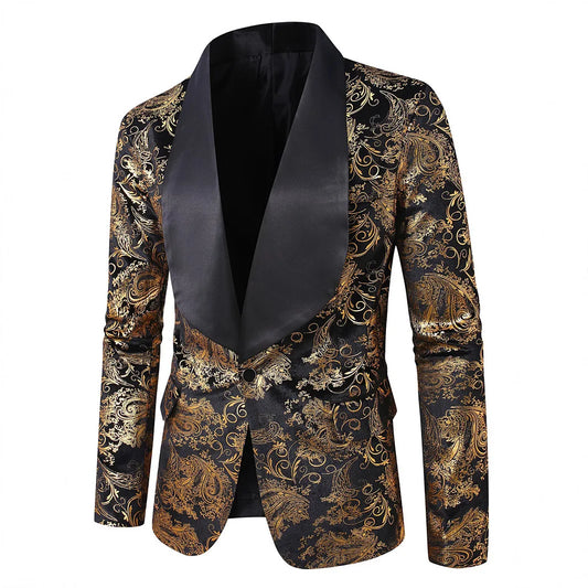 Cashew Flower Hot Stamping Suit Jacket Men European American Men's Casual Blazers Fashion Banquet Party Host Dress Jacket 2025