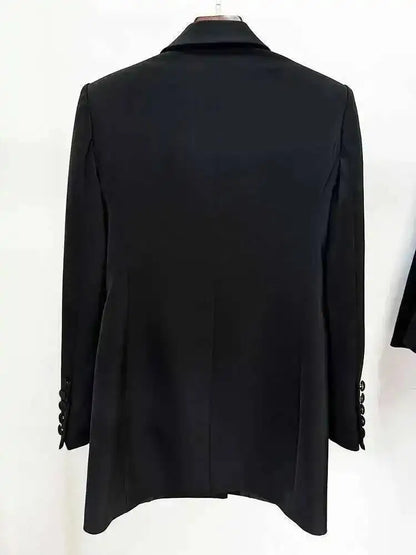 Trendy Fashion Women's Tide Handmade Gorgeous Blazer Heavy Industry Nail Bead Inlaid Diamond Slim Medium Length Coats H2699