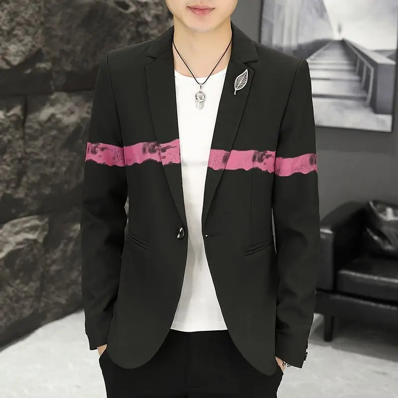 New Trendy Versatile Fashion Solid Color Korean Style Blazer Spring Autumn Casual Men's Slim Fit Handsome Suit Jacket Outerwear