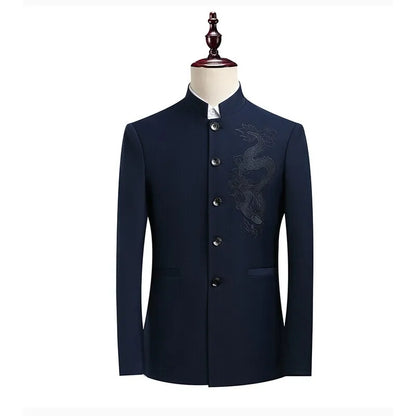 Blazer Men Fashion Gentleman Business Slimming Outdoor Zhongshan Suit Trendy Banquet Host Casual Wedding Stand-up Collar Blazer