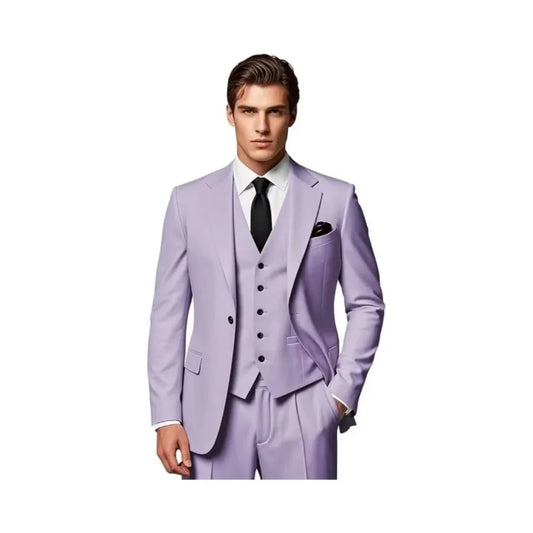 Men's business tailcoat three piece slim fit single button suit set (jacket+vest+trousers) groom's wedding dress
