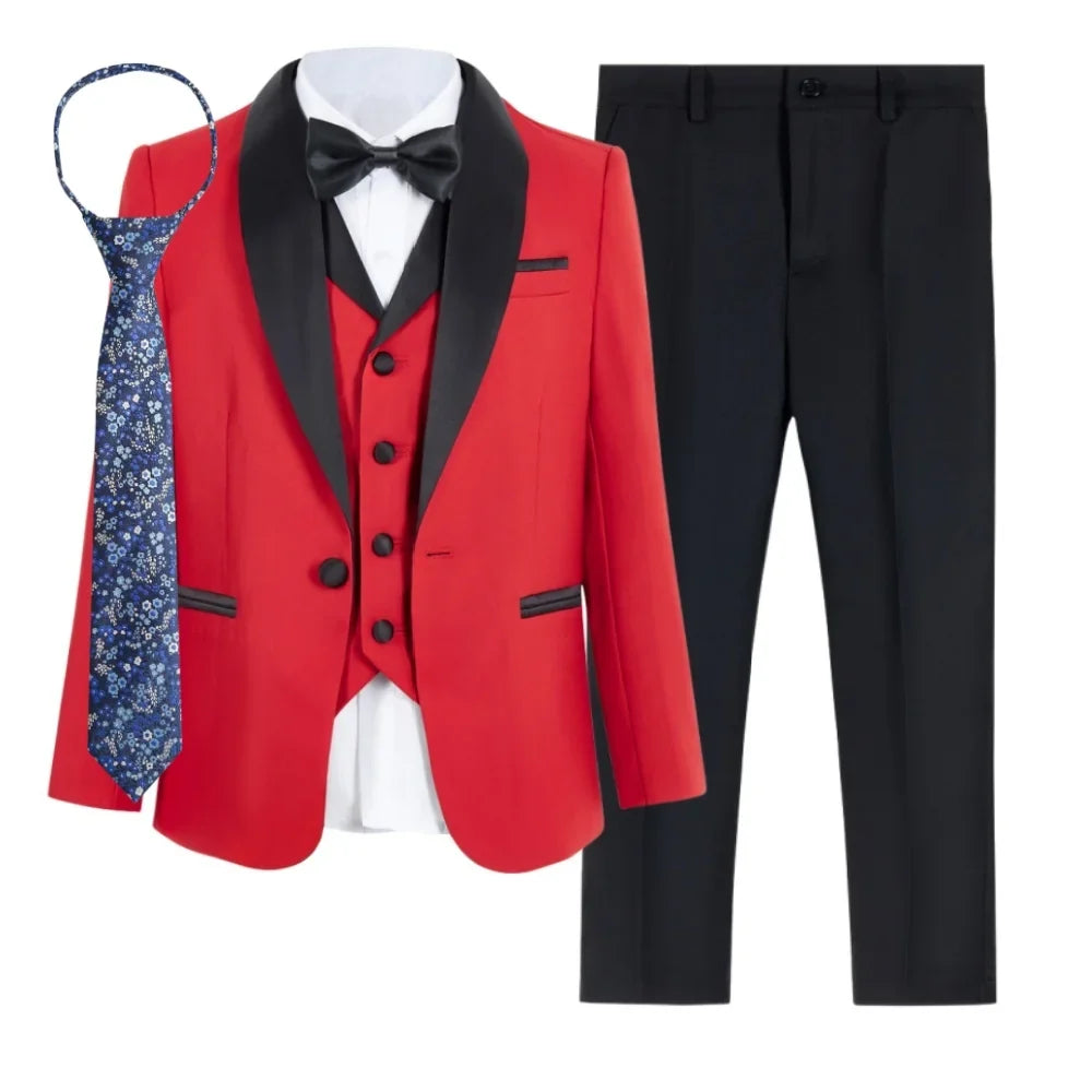 Boys Formal 5-Piece Suit Set Kids Wedding Outfit Ages 3–14