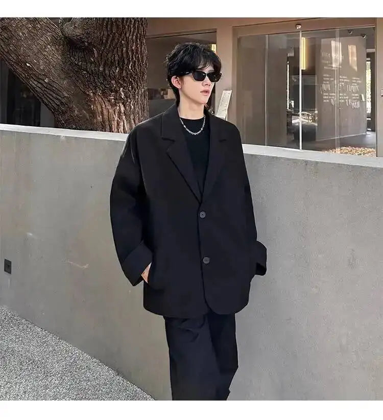 Men's Handsome Loose Casual Blazer Jacket Fashion Elegant 2026 New High Quality Stylish Social Solid Color Clothes JY7595