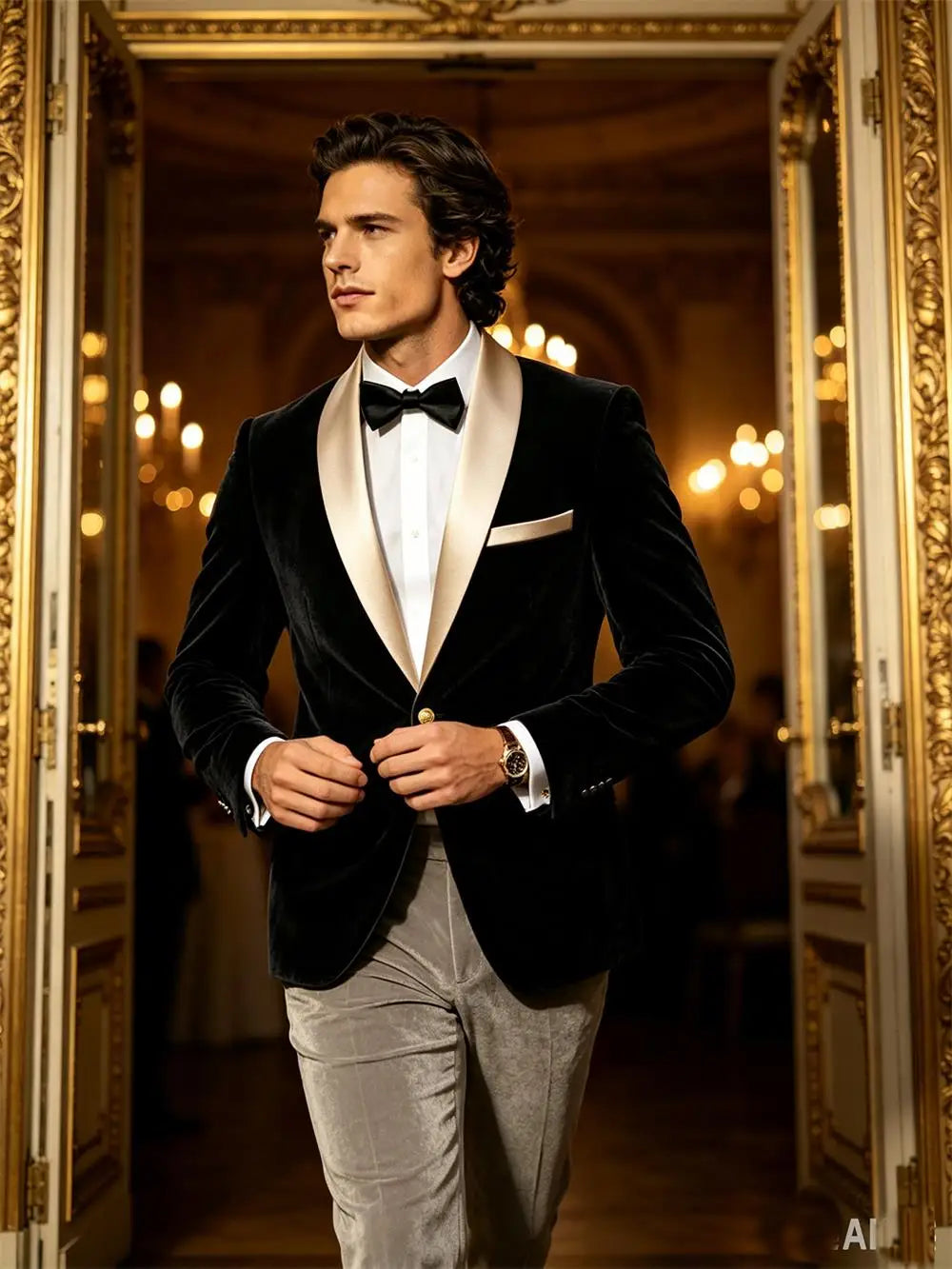 Men Velvet Tuxedo Jacket Champagne Satin Shawl Lapel Slim Fit Blazer Wedding Groom Party Prom Formal Western Dinner Suit Coat