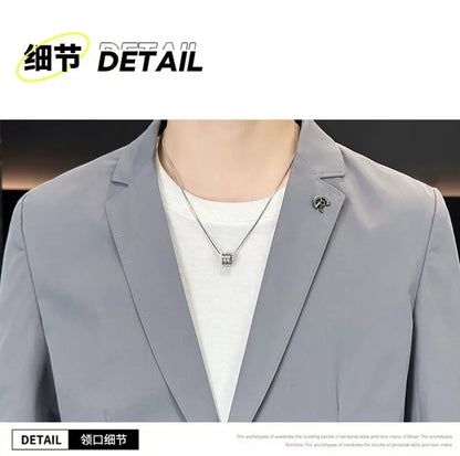 Men's Summer Thin Casual Blazer Solid Color Sun Protection Single Suit Jacket Lightweight Breathable Outerwear