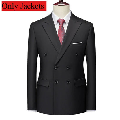 High Quality Brown Men Suits Double Breasted Bespoke Wedding Suit Peaked Lapel Formal Blazer Slim Fit  Groom Dress