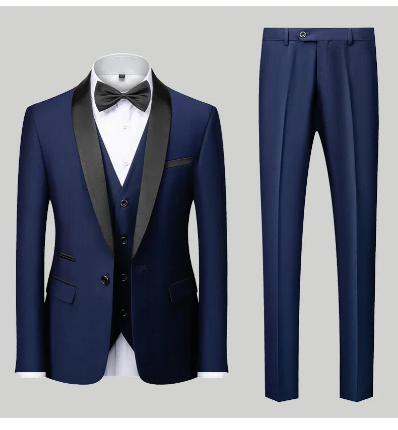 Men's Slim Fit Formal Suit Set – Blazer, Vest & Pants for Weddings & Parties