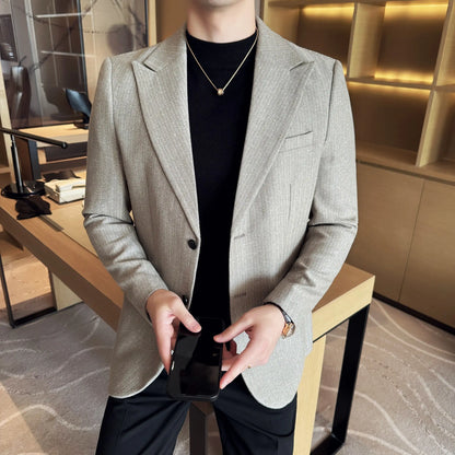 Men's Blazer Single Breasted Slim Fit Korean Style Casual Suit Jacket