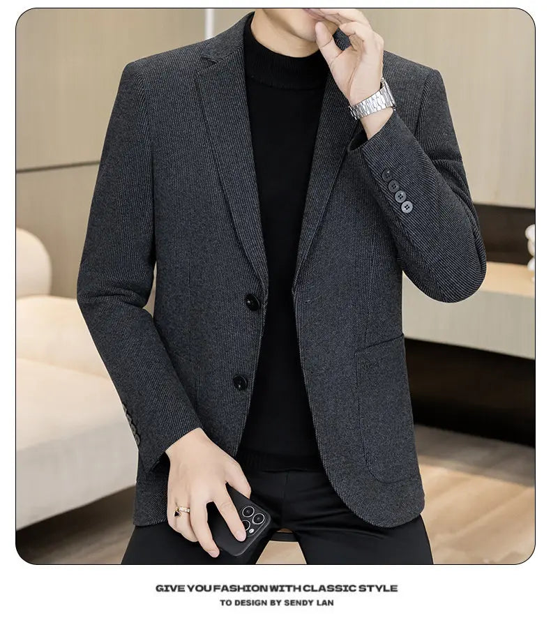 High-Quality Fashionable Autumn Winter New Design Casual Men's Suit Jacket Trendy Versatile Outerwear for Business And Casual We