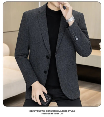High-Quality Fashionable Autumn Winter New Design Casual Men's Suit Jacket Trendy Versatile Outerwear for Business And Casual We