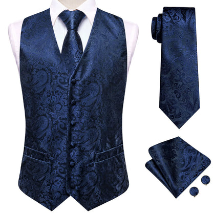 Men's Suit Vest 4-Piece Set – Solid Violet Lilac Woven Waistcoat for Weddings & Business Formal