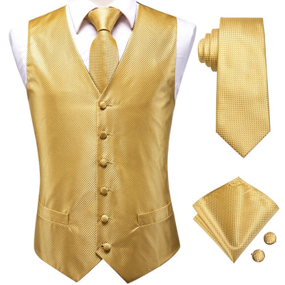 Men's Vest Paisley Jacquard Set with Necktie Pocket Square and Cufflinks for Weddings and Formal Events