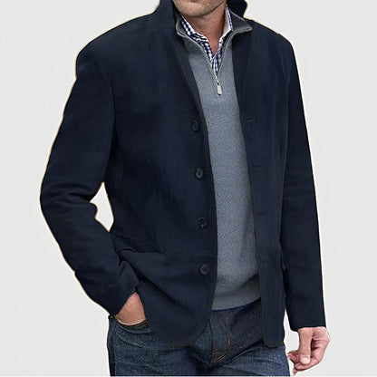 Fall Winter Men's Casual Lapel Coat Vintage Style Cross-Border Fashion Outerwear Straight Hemline Long Sleeve Adult Winter Coat