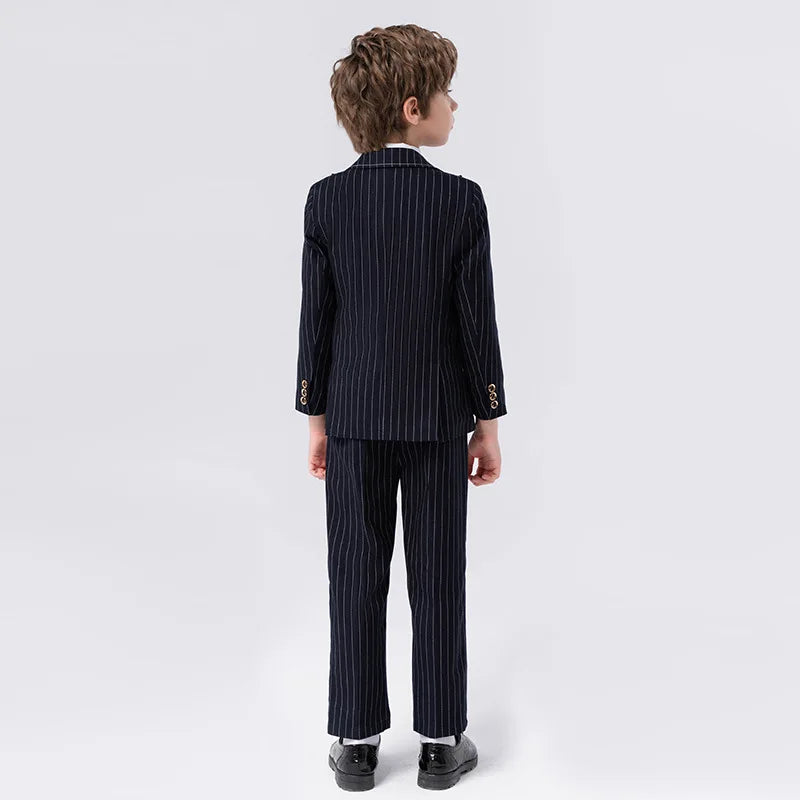 Gentleman Kids Slim 4Pieces/Set Jacket Vest Pants Bowtie Party Dress Children Ceremony Photograph Suit Boys Performance Costume