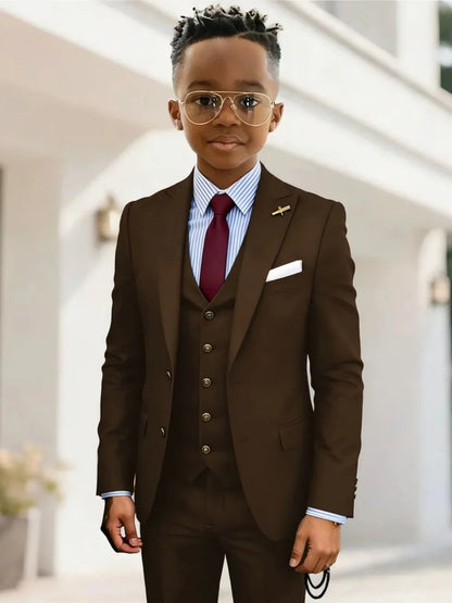 Formal Boys Suits 3 Pieces Wedding Ring Bearer Outfit Handsome Peak Lapel Homecoming Suit Set Fast Delivery Tuxedo 2-20T