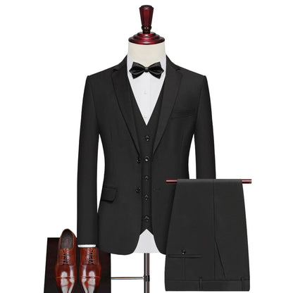 Men's 3-Piece Slim Fit Suit – Single Breasted Blazer, Vest & Pants for Business, Wedding & Smart Casual Wear