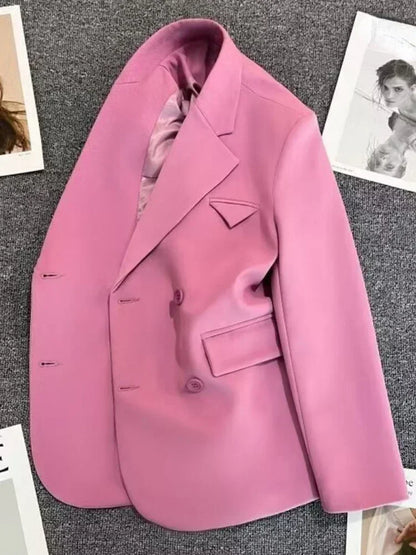 Women's Korean Fashion Long Sleeve Blazer Spring Autumn Casual Loose Office Coat Versatile Street Trend Blazer for Women
