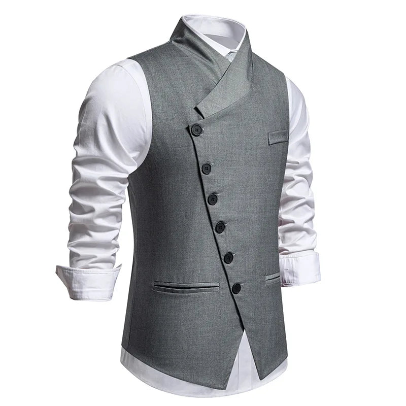 Men's Suit Vest Single Breasted Formal Waistcoat for Men Black Gray Wedding Business