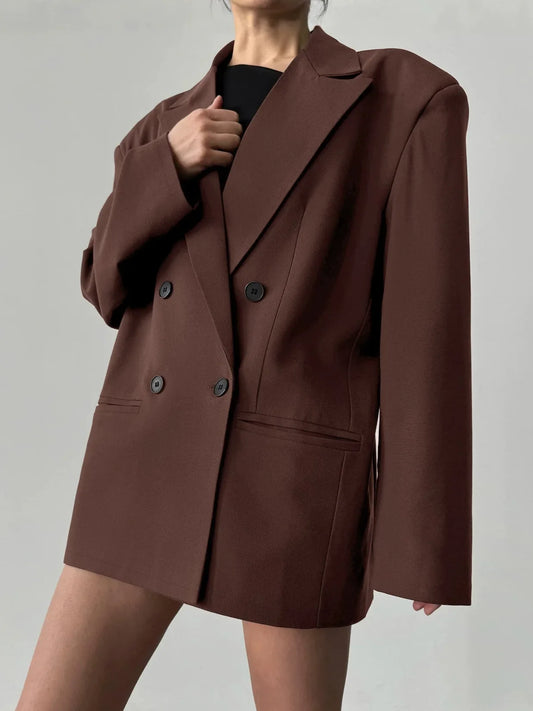 Fall,Winter,European,Clothes,Suit coat,Fashion,Sexy,Button,Brown,Pockets,Women,Tops,Long Sleeve,Casual,Jacket,2026,New,6819005