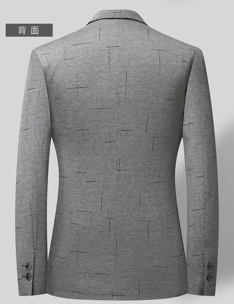 Men's Single Breasted Blazer – Smart Casual Grey Suit Jacket for Spring & Autumn
