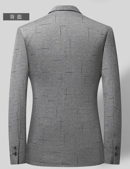 Men's Single Breasted Blazer – Smart Casual Grey Suit Jacket for Spring & Autumn