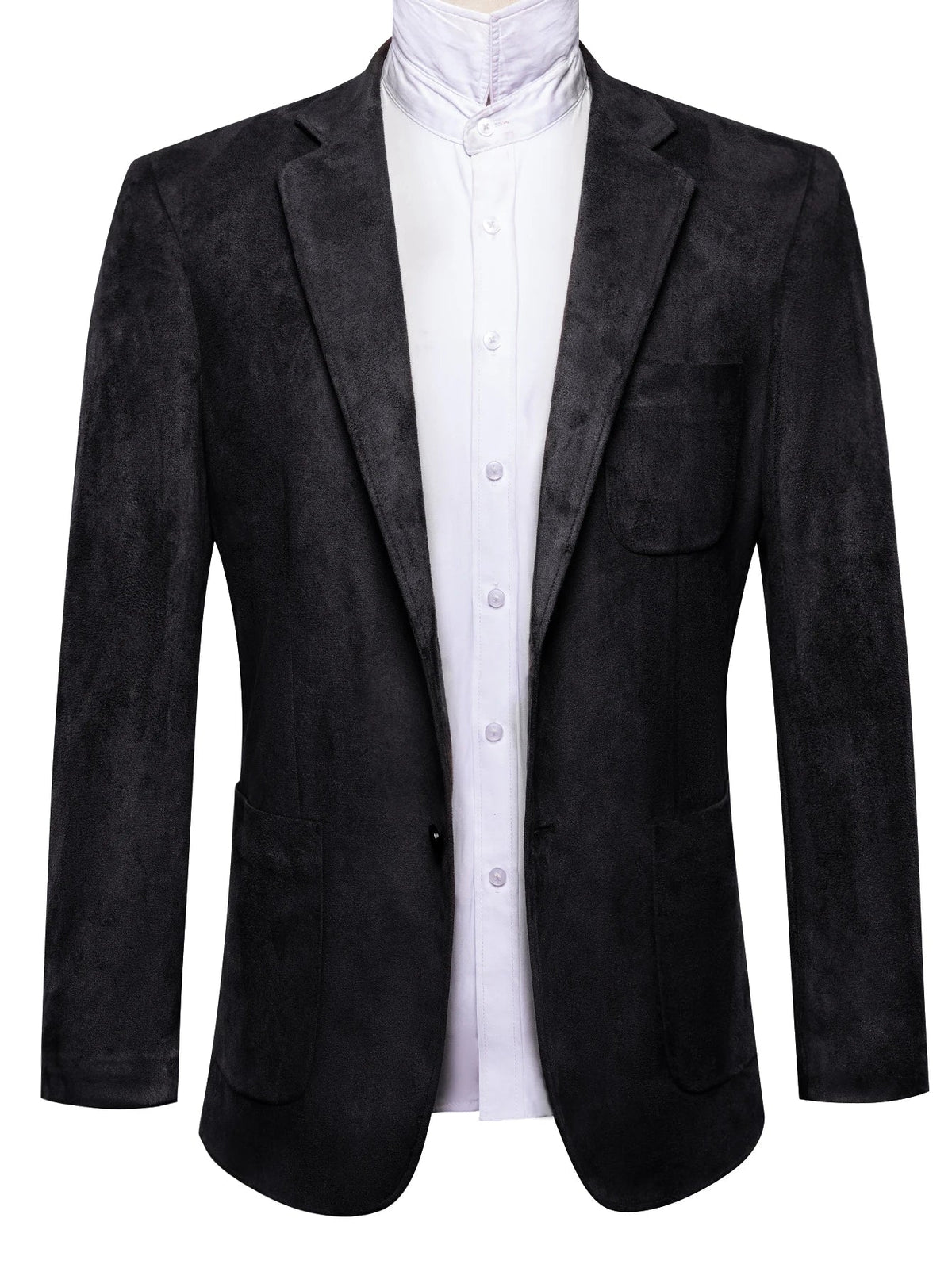 Vintage Mens Suede Blazer Jacket Casual Business Single Breasted Suit Coat Long Sleeve Patch Pocket Blazer for Office Streetwear