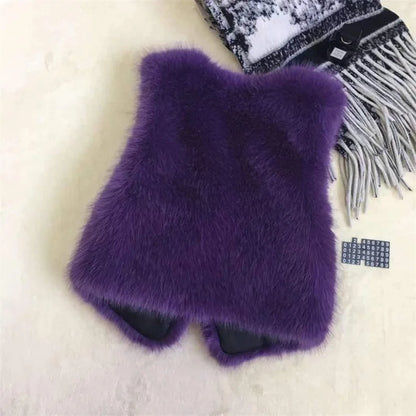 Women Fur Vest New Autumn Winter Female Waistcoat Korean Warm White Black Pink Faux Fur Jacket Fashion Tank Top Sleeveless Coats